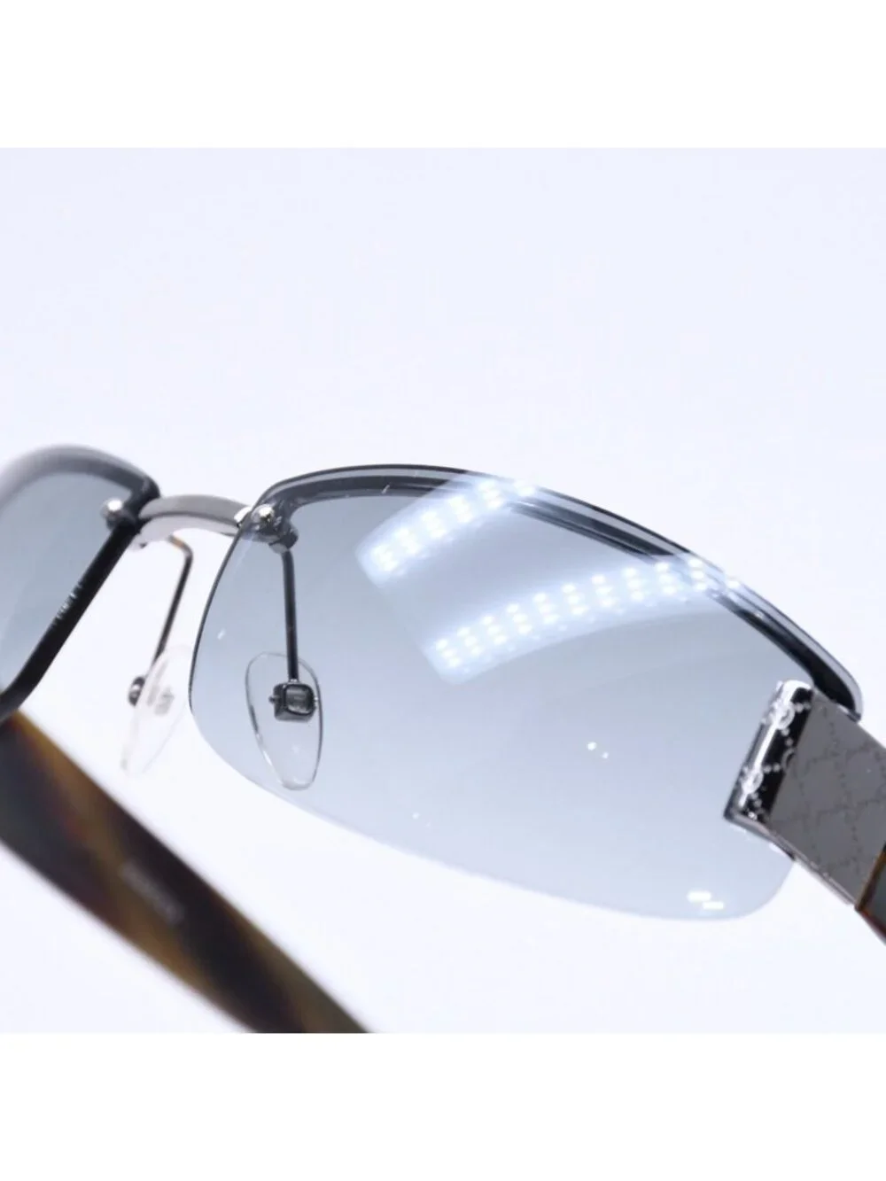 Gucci Sunglasses Eyewear Khaki Lens Temple Silver
